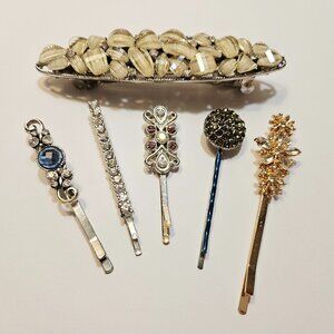 Set of 6 Elegant Vintage Decorative Metal Hair Pins Clips Retro